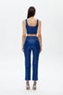Egyptian blue metal zipper detailed crop top